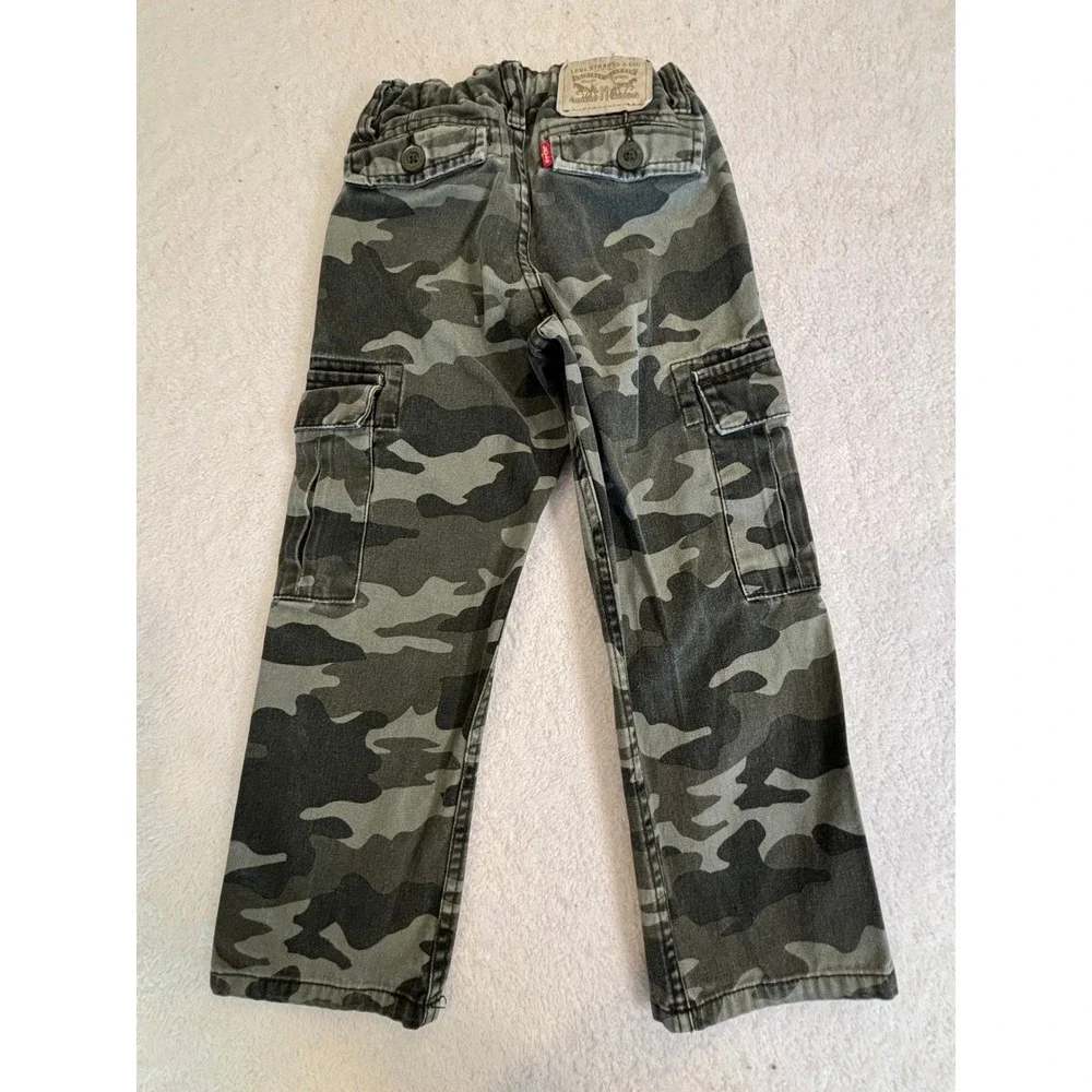 Levis 514 Straight Camo‎ Cargo Pants Kids Boys Green Camouflage Trousers